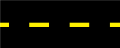Ženklinimas 1.9 — a yellow broken line