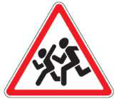 Ženklas 105 Children — a red-bordered warning triangle
