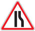 Ženklas 124 — Road narrows on the right